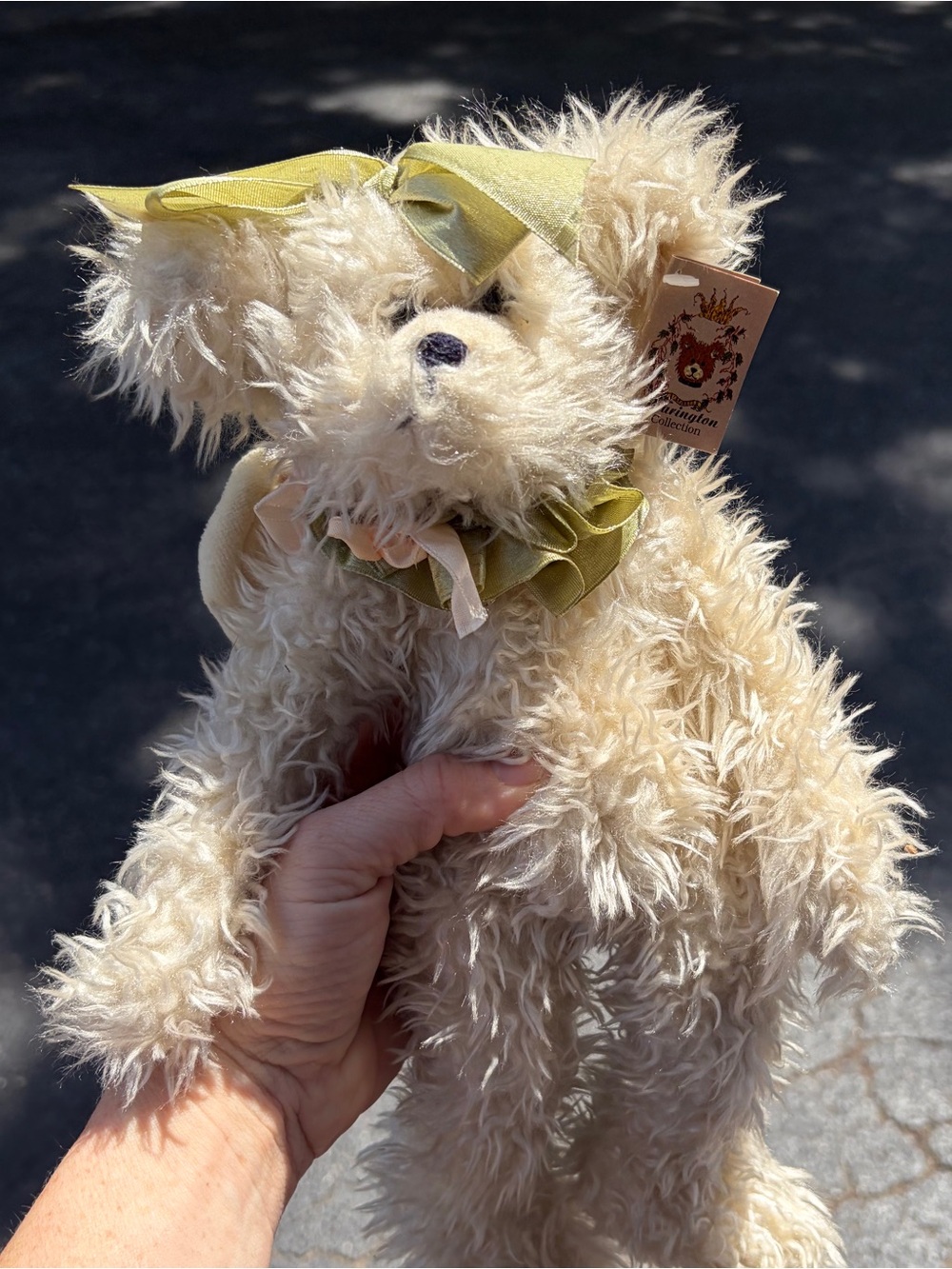VTG Bearington Plush Angel Bear Bear with Green Bow / Ribbon Collar - Home decor